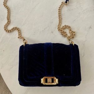 Rebecca Minkoff Love Crossbody Bag in blue velvet